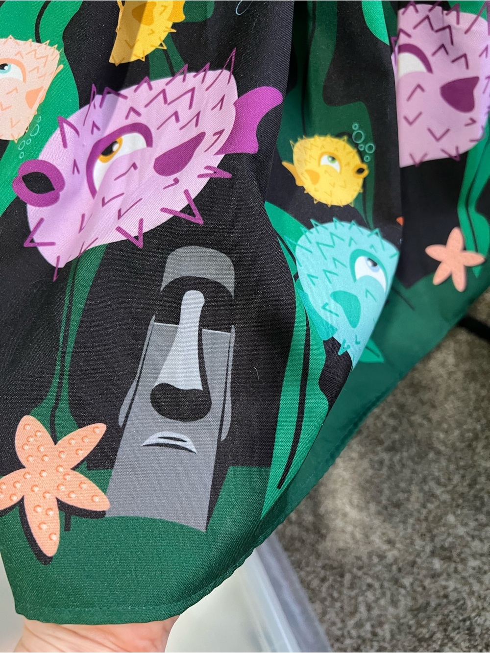 Black Skirt with Colorful Puffer Fish Print - Women's Skirt - Picture 8 of 10